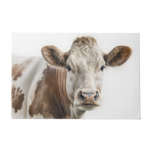 Watercolor Hereford Cow Portrait