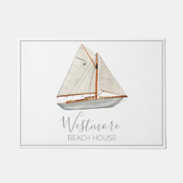 Tapete Watercolor Sailboat Beach House