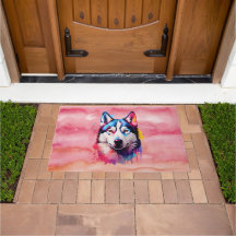 Watercolor Siberian Husky Colorir Art