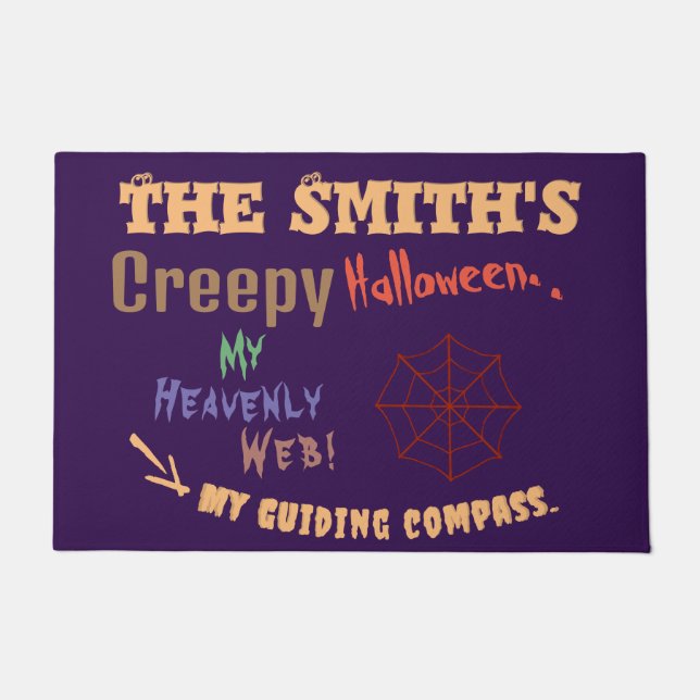 Tapete Web de aranha de Halloween roxa personalizada (Frente)