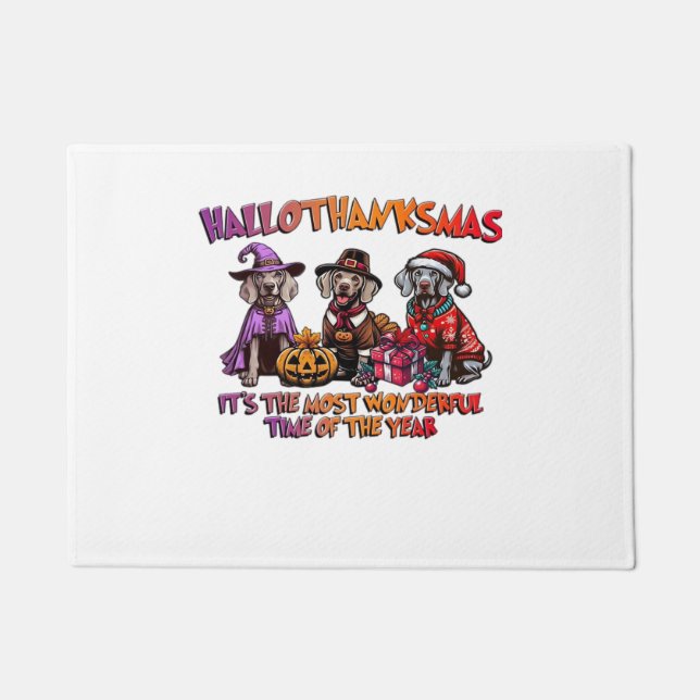 Tapete Weimaraner Halloween Dia de Ação de Graças Oversi (Frente)