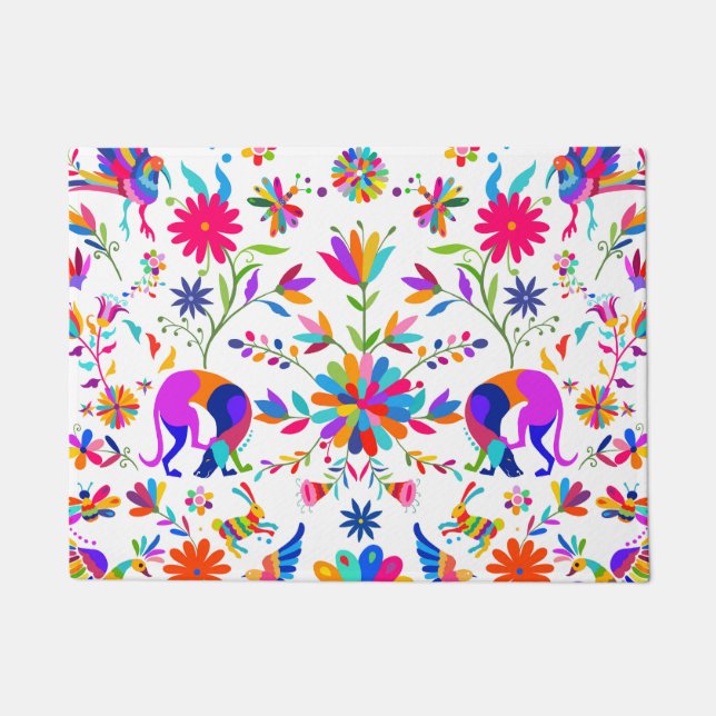 Tapete Weims, Rabbits, & Birds Otomi styled pattern  (Frente)