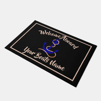 Tapete Welcome aboard nautical ships name anchor doormat