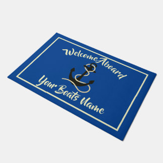 Tapete Welcome aboard nautical ships name anchor doormat