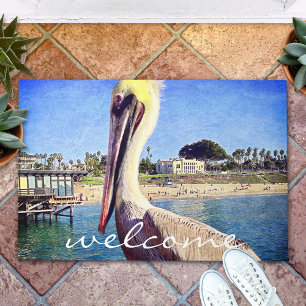 Tapete "Welcome" Beach Pier Pelican Bird Close-up Photo