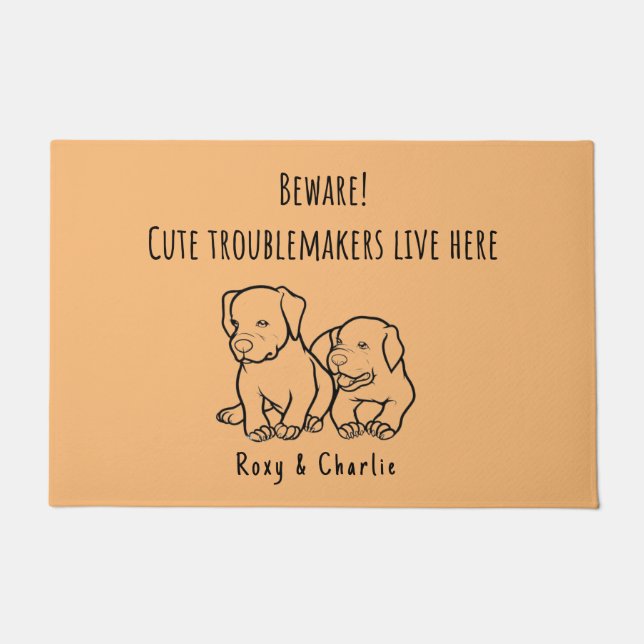 Tapete Welcome Funny Pet Doormat Custom 2 Dog names (Frente)