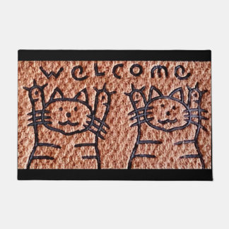 Tapete Welcome Mat Pair of Friendly Cats