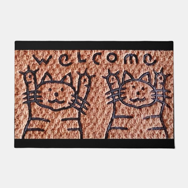 Tapete Welcome Mat Pair of Friendly Cats (Frente)