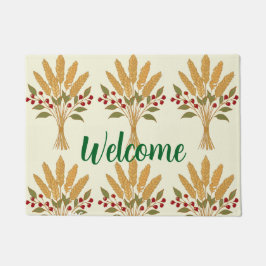 Tapete 🌾 **"Welcome" Wheat Bouquet Doormat