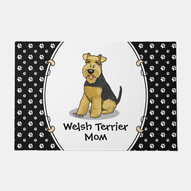 Tapete Welsh Terrier Mãe Cachorro Bonito Mãe (Frente)