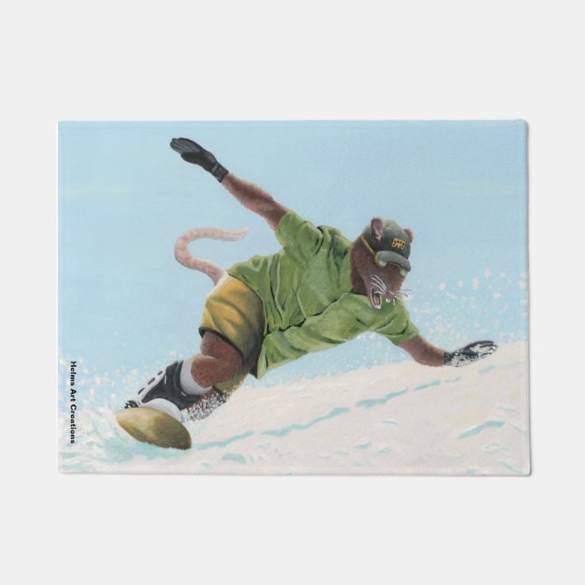 Tapete Wererat Snowboarder Fantasy Art Door Mat (Frente)