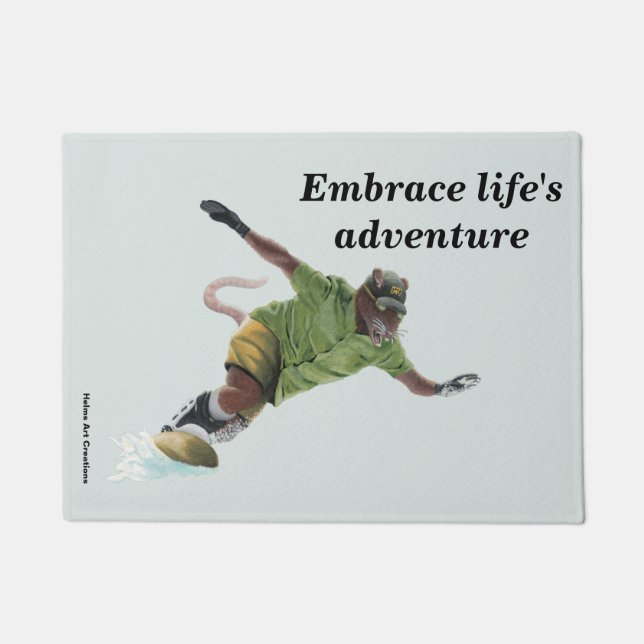 Tapete Wererat Snowboarder Sport Fantasy Art Doormat (Frente)