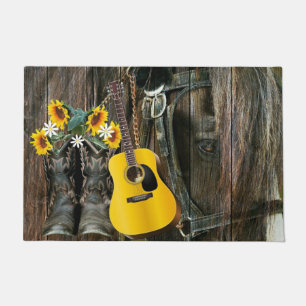 Tapete Western Horse Cowboy Botas Guitar Girassóis