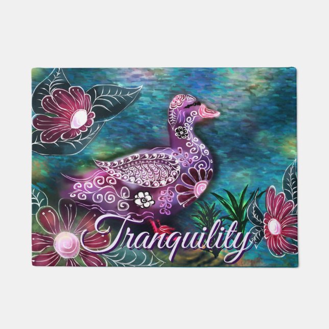 Tapete Whimsical Floral Duck Purple Teal Personalized (Frente)