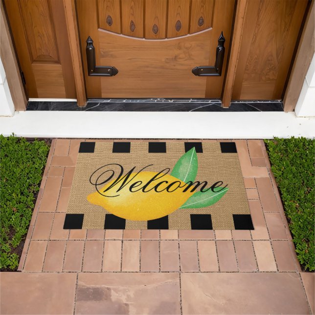 Tapete Whimsical Lemon Welcome Doormat – Faux Burlap (Ar livre)