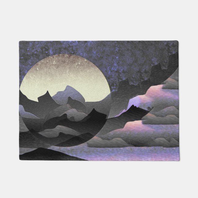 Tapete Whimsical Moon and Mountains Abstract Art (Frente)