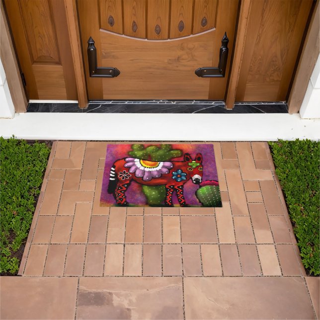Tapete Whimsical Southwest Floral Talavera-Style Donkey (Ar livre)
