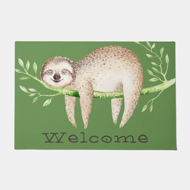 Tapete Whimsical Watercolor Sleepy Sloth (Frente)