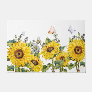 Tapete White Beautiful Sunflower Garden And Butterfly