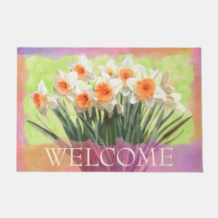 Tapete White Daffodil com Coral Floral de Boas-vindas