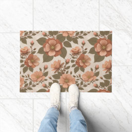 Tapete Wild Rose Blooms In Earthy Shades Of Terracotta 