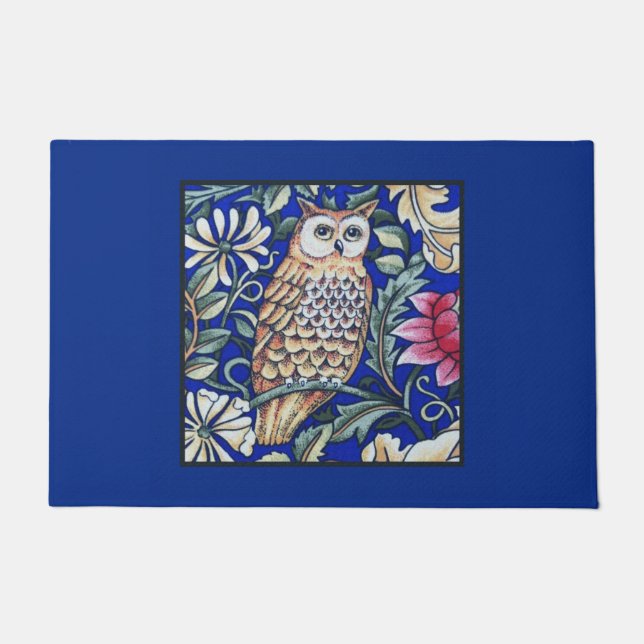 Tapete William Morris Owl Tapeçaria, Beige e Cobalto Blue (Frente)