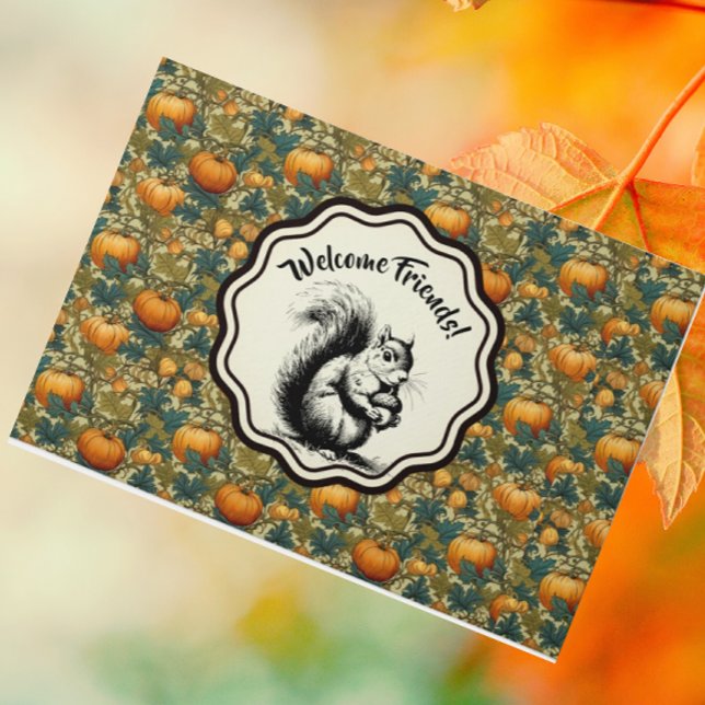 Tapete William Morris Personalizou Pumpkins e Esquilo (Personalize this doormat!)