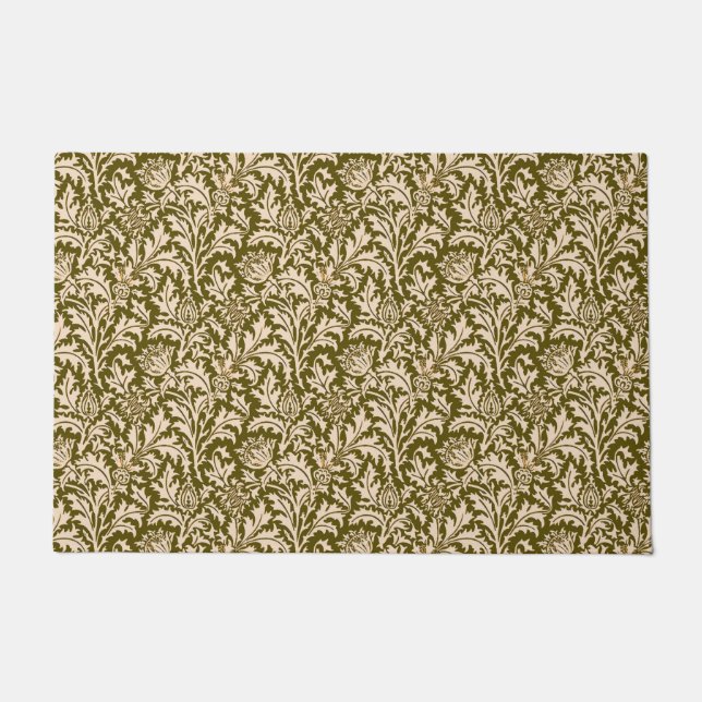 Tapete William Morris Thistle Damask, Taupe Tan e Beige (Frente)