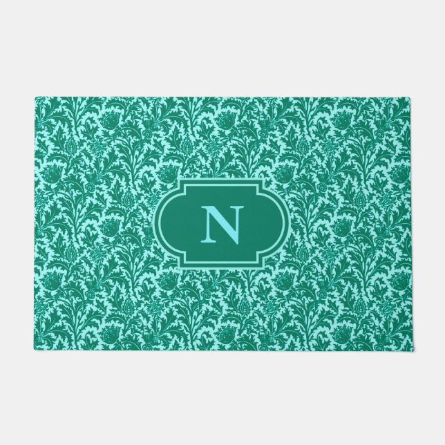 Tapete William Morris Thistle Damask, Turquoise e Aqua (Frente)