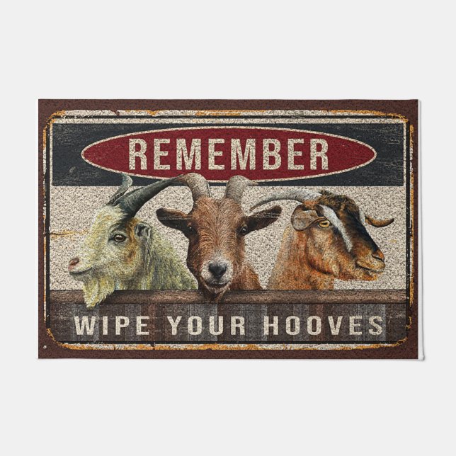 Tapete Wipe your hoovesRug, Funny goat doormat (Frente)