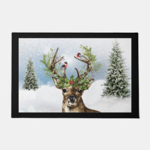 Woodland Deer Christmas Doormat Mat