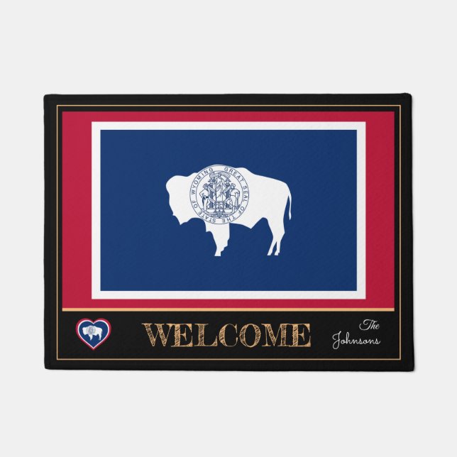 Tapete Wyoming & Wyoming Flag house mat /sport EUA (Frente)