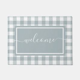 Tapete Xadrez Blue e White Gingham Patterno Bem-vindo