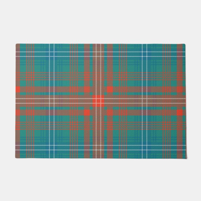 Tapete Xadrez Clan Wilson Orange Turquoise Check Tartan (Frente)