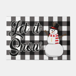 Tapete Xadrez Deixe-o nevar Snowman Door Mat