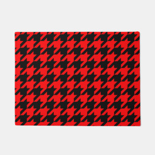 Tapete Xadrez Houndstooth Preto e Vermelho