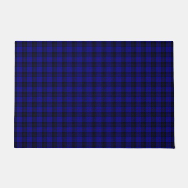 Tapete Xadrez preto azul tartan MacKay (Frente)