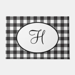 Tapete Xadrez Preto e Branco Monogramado Personalizado