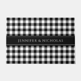 Tapete Xadrez Preto E Branco Rústico Nome Gingham