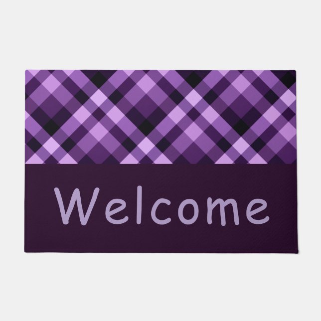 Tapete Xadrez Roxa Moderna Monograma Porta Média (Frente)