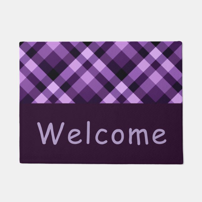 Tapete Xadrez Roxa Moderna Monograma Portas Pequenas (Frente)