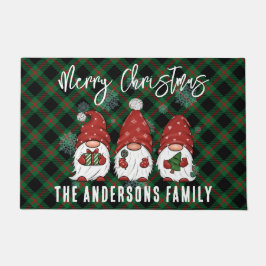 Tapete Xadrez Verde dos Gnomos Nórdicos de Natal