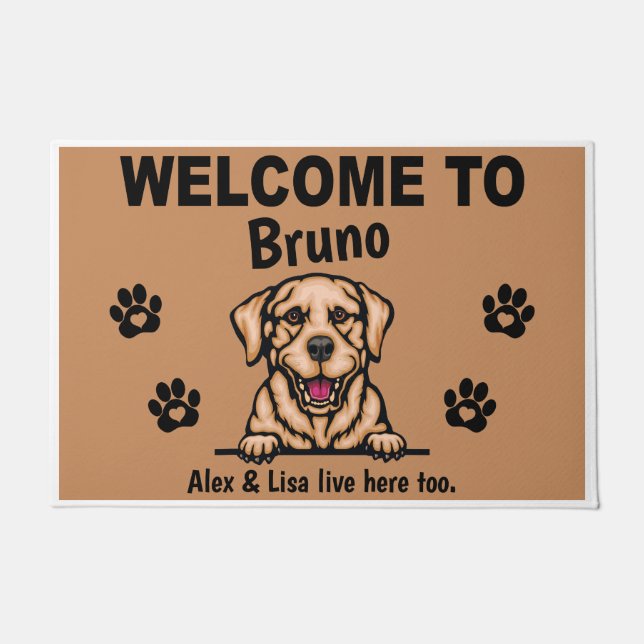 Tapete Yellow Labrador Lab Welcome Personalized Custom (Frente)