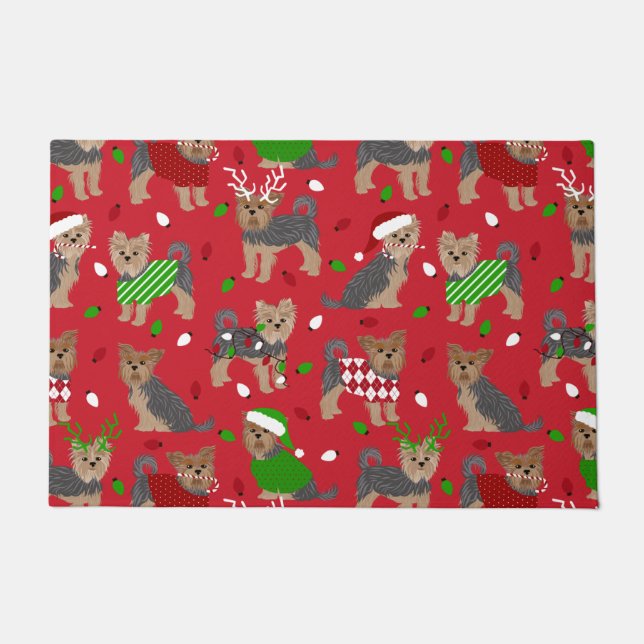 Tapete Yorkie Christmas Yorkshire Terrier Dog (Frente)