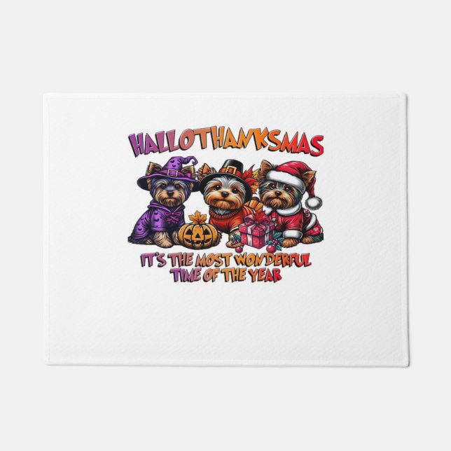 Tapete Yorkshire Terrier Halloween Ação de Graças Natal (Frente)