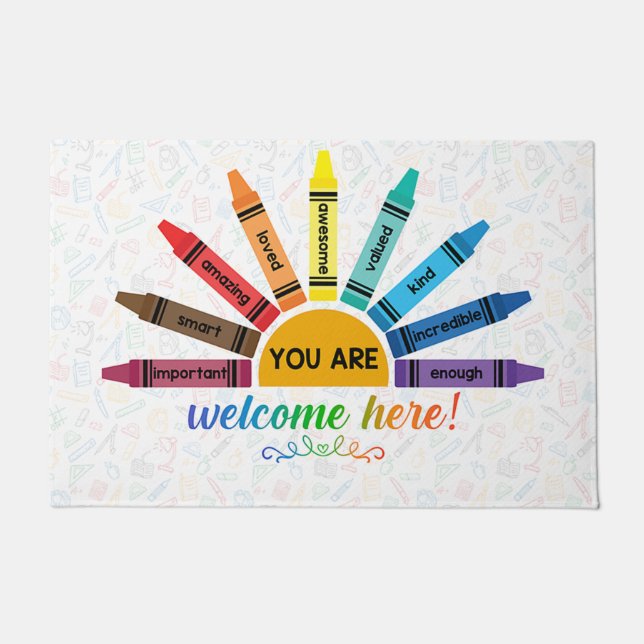 Tapete You Are Welcome Here Mat, Crayons Doormat (Frente)