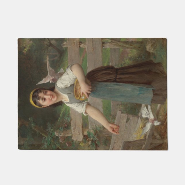 Tapete Young Girl Feeding the Doves (por Émile Munier) (Frente)