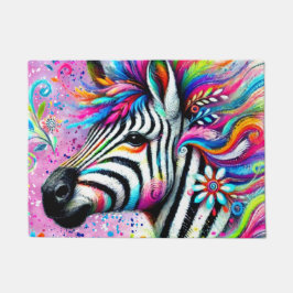 Tapete Zebra Floral Rosa-Rosa-Rosa-Rosa-Cinzenta Verde-Ma