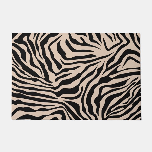 Tapete Zebra Stripes Cream Beige Black Wild (Frente)