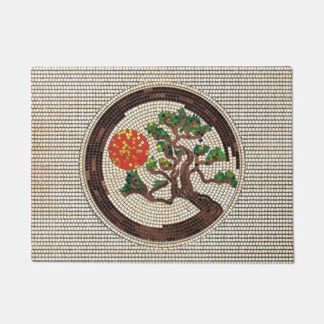 Tapete Zen Enso Circle e Bonsai Tree Mosaico (Frente)